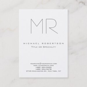 Modern Monogram Grey White Clean Business Card