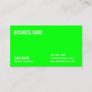 Modern Neon Green Safety Engineer Business Card