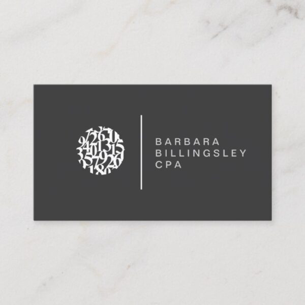 Modern Numbers Logo Accountant Business Card