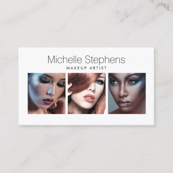 Modern Photo Trio for Makeup Artists, Stylists Business Card