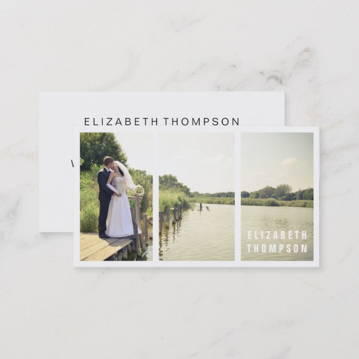 Modern photography business elegant simple white business card