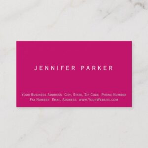 Modern Pink Purple Simple Plain Business Card