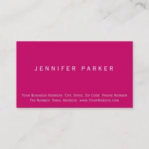 Modern Pink Purple Simple Plain Business Card