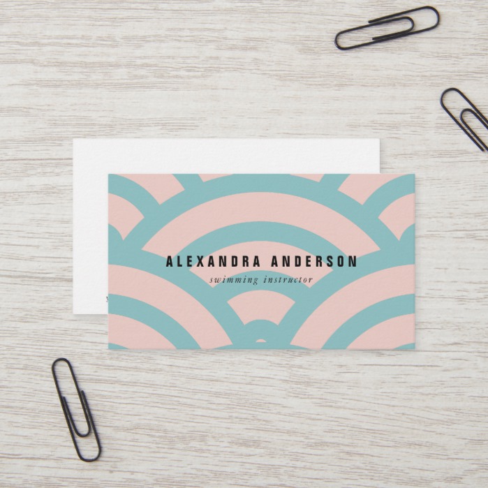 Modern Pink & Turquoise Wave Pattern Business Card
