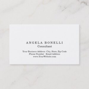 Modern Plain Simple White Minimalist Consultant Business Card