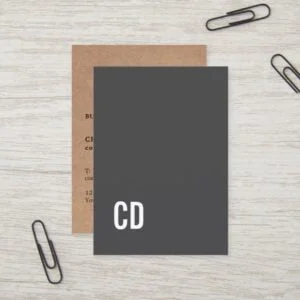 Modern Printed Kraft Grey White Monogram Business Card