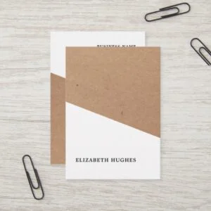 Modern Printed Kraft Paper White Geometric Business Card