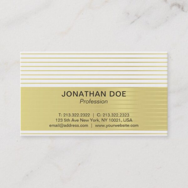 Modern Professional Creative Gold Striped Luxe Business Card