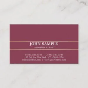 Modern Professional Elegant Bordeaux Attorney Business Card