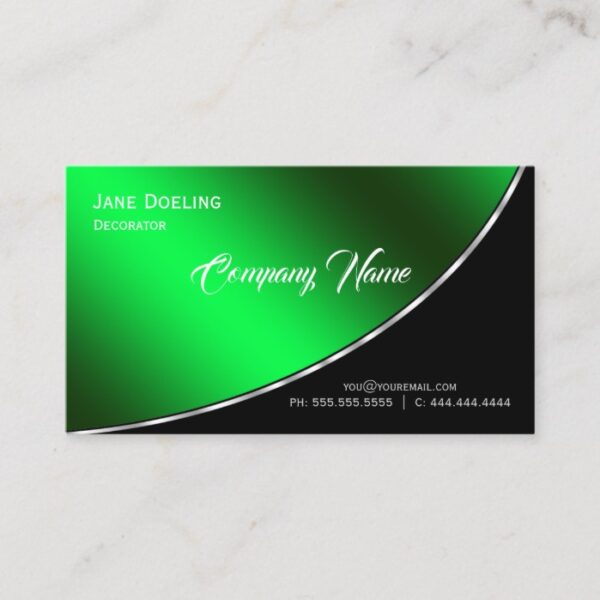 Modern Professional Elegant Bright Green Business Card