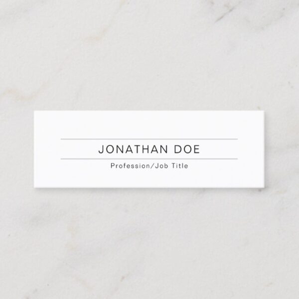 Modern Professional Elegant White Simple Plain Mini Business Card