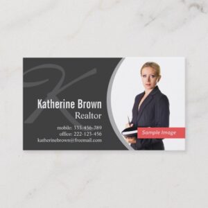 Modern Professional Realtor Monogram Photo Business Card