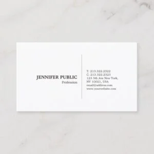 Modern Professional Simple Elegant White Plain Business Card