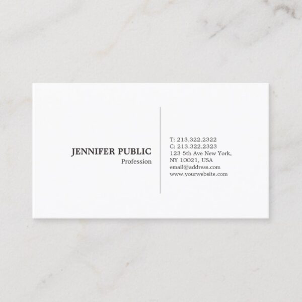 Modern Professional Simple Elegant White Plain Business Card