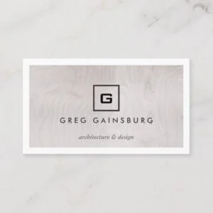 MODERN & SIMPLE BOX LOGO on GRAY WOODGRAIN Business Card