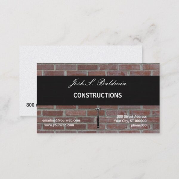 Modern Simple Builder  Brick Wall Construction Business Card