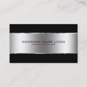 Modern Simple Shiny Metallic Silver And Black Business Card