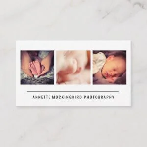 Modern Simple Three Photos Minimalist Photography Business Card