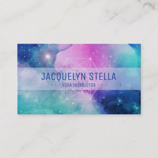 Modern Space Nebula Sacred Geometry | Yoga Business Card