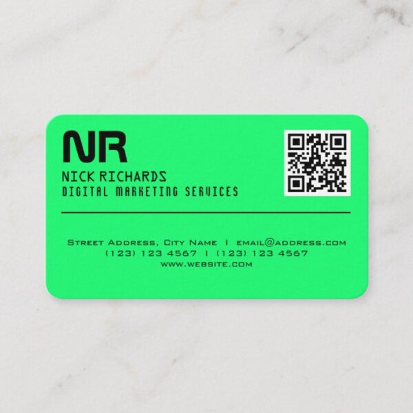 Modern style professional neon cover green business card