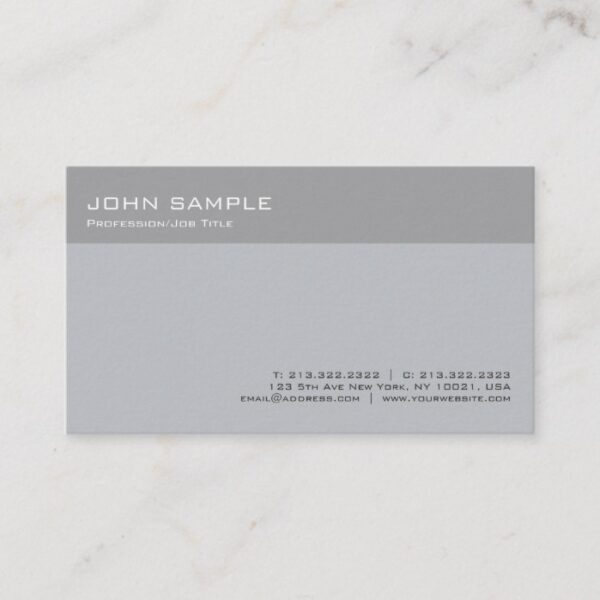 Modern Stylish Grey Professional Minimal Plain Business Card