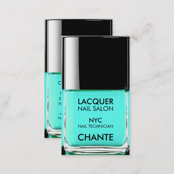 Modern stylish trendy turquoise nail polish chic business card