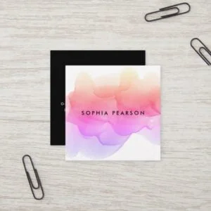 Modern Watercolor Blot Square Business Card