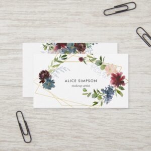 Modern Watercolor Floral Geometric Business Card