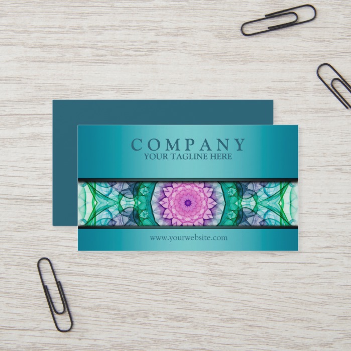 modern WaterLily mandala teal Business Card
