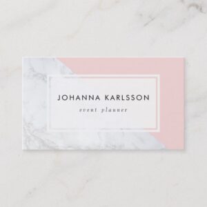 Modern White Marble with Pink Block Business Card