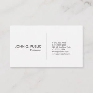 Modern White Professional Simple Elegant Business Card