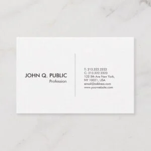 Modern White Professional Simple Elegant Business Card