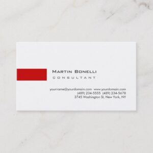 Modern White Red Simple Consultant Business Card