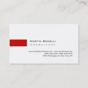 Modern White Red Simple Consultant Business Card