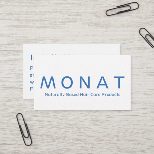 Monat Blue & White Simple Business Cards