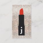 Monogram Beauty Sequin Cute Makeup Artist Lipstick Business Card