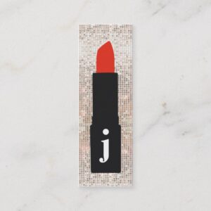 Monogram Beauty Sequin Cute Makeup Artist Lipstick Mini Business Card