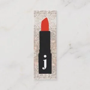 Monogram Beauty Sequin Cute Makeup Artist Lipstick Mini Business Card