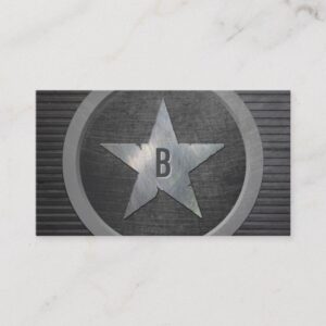 Monogram Military Star Cool Grunge Metallic Business Card