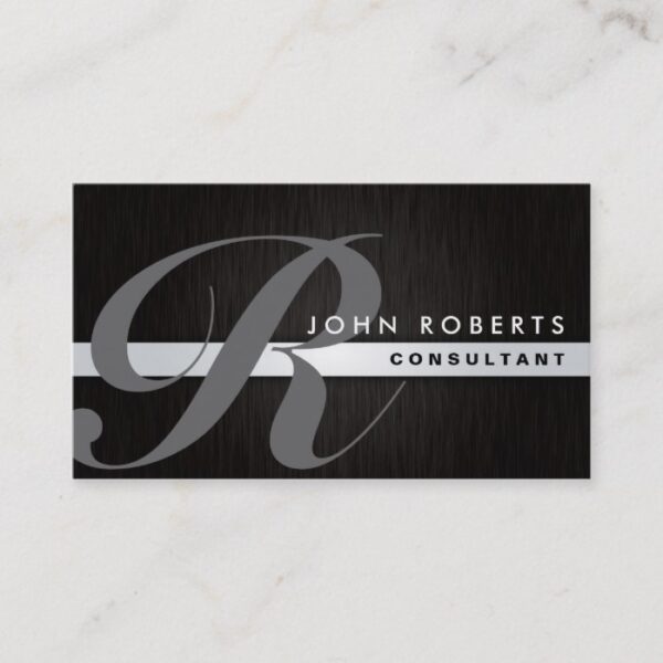 Monogram Professional Elegant Modern Brushed Metal Business Card