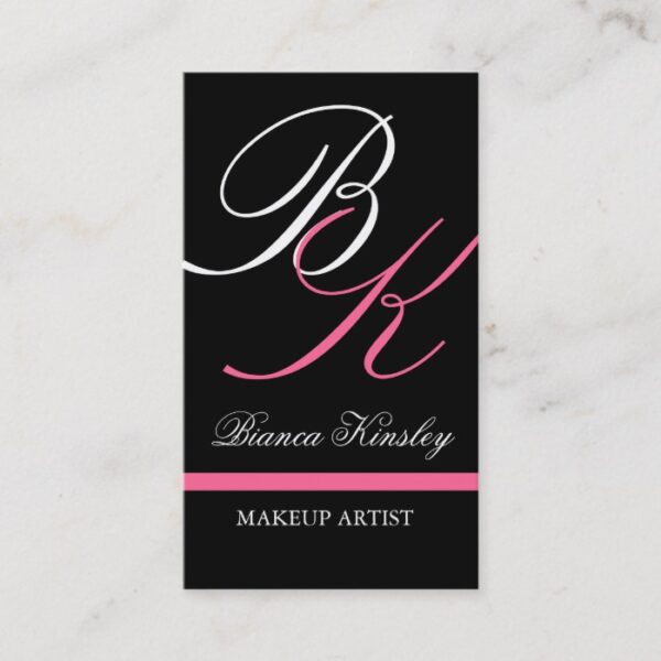 Monograms Business Cards Makeup Artist Pink