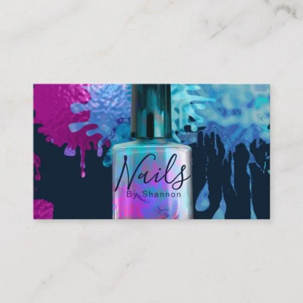 Nail Technician Colourful Splatter Design Business Card