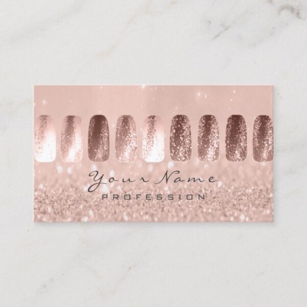 Nails Art Glitter Skinny Pastel Pink Rose Business Card