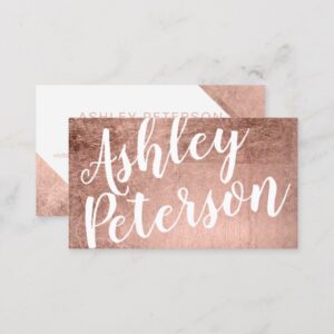Name rose gold white hair makeup typography business card