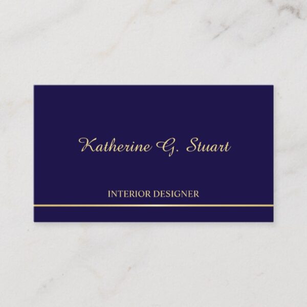 Navy Blue and Gold Elegant Business Card