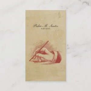 Notary Vintage Pen Hand Simple Cool Professional Business Card