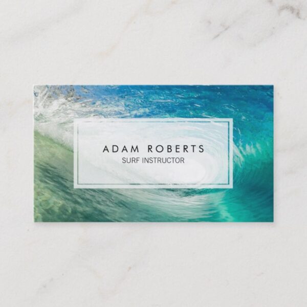 Ocean Water Surf Instructor Professional Business Card