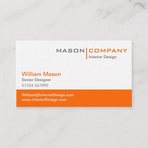 Orange & White Corporate Business Card
