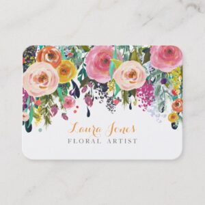 Painted Floral Florist Add Own Logo Cards