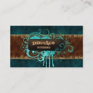 Painting Business Card Suede Blue Swirls